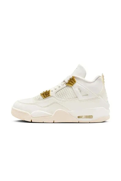 Nike Air Jordan 4 Retro Metallic Gold (W) deri  kadın beyaz   spor ayakkabı - Resim 3