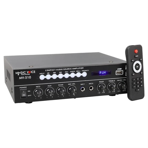 Magicvoice MV-510 50 Watt Usb-Sd-Bluetooth Girişli Hat Trafolu Ses Mixer - Resim 2