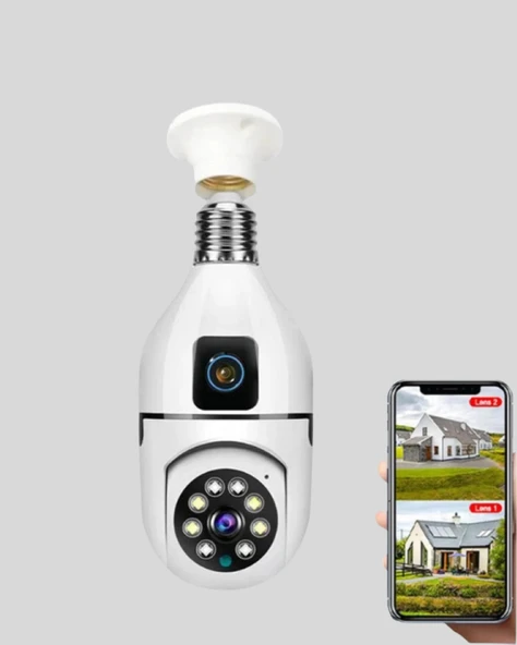 Ampul Tipi WiFi Kamera 2MP Lensli Full HD Görüntü ve Akıllı Hareket Algılama - Resim 2