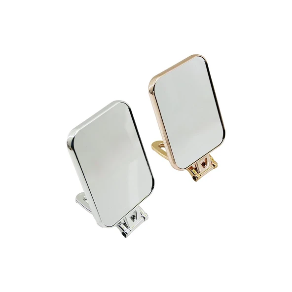 DİKDÖRTGEN   15X11.5CM  MAKYAJ AYNASI  ÇİFT TARAFLI   BRONZ - GÜMÜŞ PLS.ÇERÇEVE   KATLANIR AYAKLI (5332) ürün görseli 1