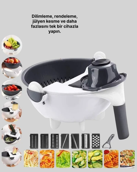 Mutfak İçin Pratik 5 Bıçaklı Rende ve Süzgeç Seti - Resim 5