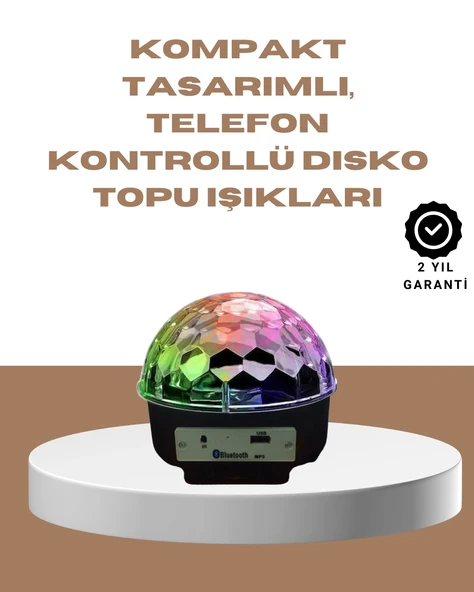 Taşınabilir Bluetooth Disko Topu Uzaktan Kumandalı Işık Efektleri ürün görseli 1