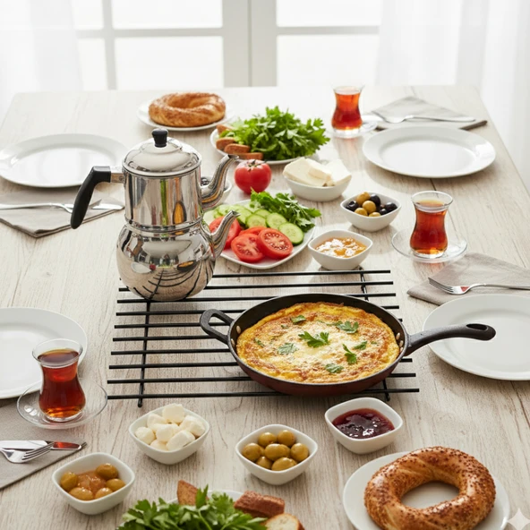 TEKMARKED ÇOK AMAÇLI ISIYA DAYANIKLI METAL TENCERE, TAVA, FIRIN TEPSİSİ VE ÇAYDANLIK ALTLIĞI (NİHALE) (48.5x31 cm) - 3