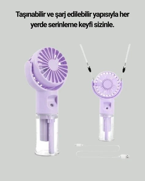 Taşınabilir Şarjlı Su Buharlı Mini Klima Fan - Resim 3