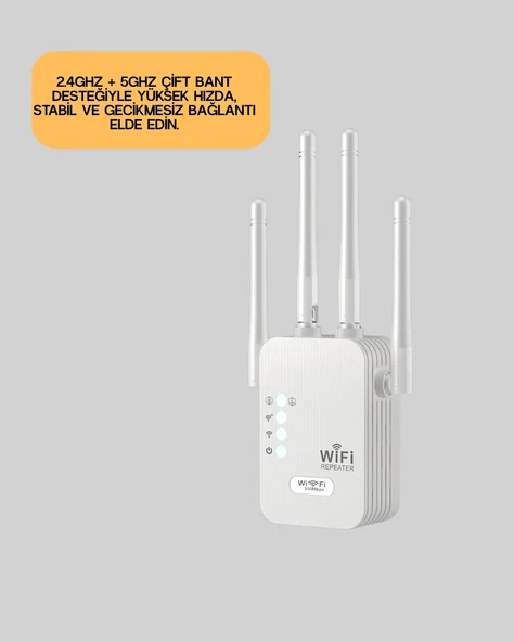 WPS Destekli 2.4GHz + 5GHz WiFi Sinyal Güçlendirici - Resim 2