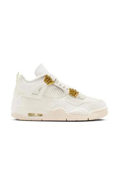 Nike Air Jordan 4 Retro Metallic Gold (W) deri  kadın beyaz   spor ayakkabı - Resim 4
