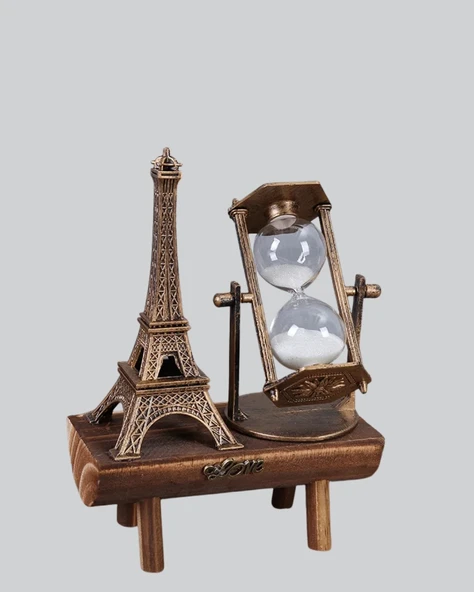 Klasik Tasarımlı Ahşap Kum Saati – Ev ve Ofis İçin Masaüstü Aksesuarı - Resim 3