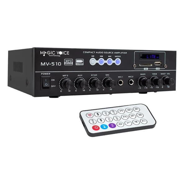 Magicvoice MV-510 50 Watt Usb-Sd-Bluetooth Girişli Hat Trafolu Ses Mixer ürün görseli