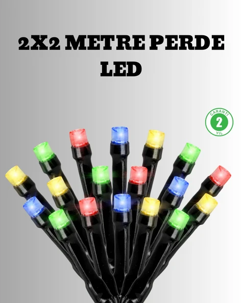 2x2 Metre Pil ile Çalışan Perde LED Işık – 8 Modlu Dekoratif ürün görseli