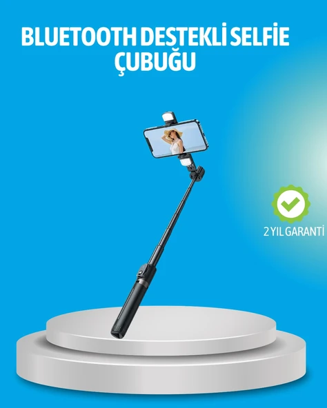 Bluetooth Işıklı Uzaktan Kumandalı Selfie Çubuğu – 130 cm Yükseklik ürün görseli 1