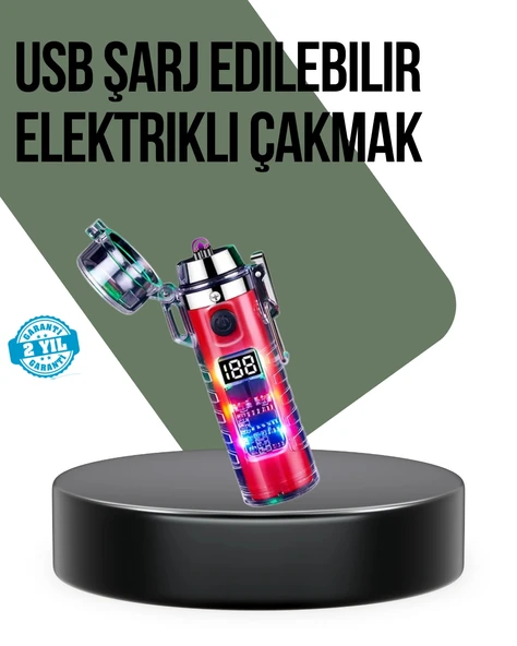 Güç Göstergeli Şarjlı Fenerli USB Elektrikli Çakmak ürün görseli