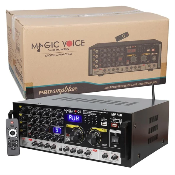 Magicvoice MV-550 2X100w USB/SD/Bluetooth 4 Mikrofon Girişli Stereo Mixer Amfi - Resim 4