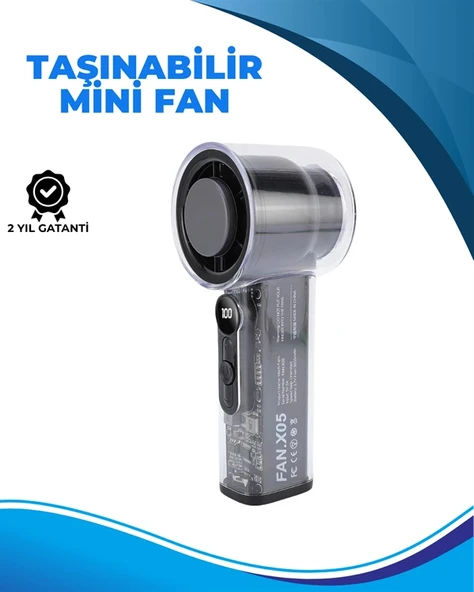 Taşınabilir El Fanı  100 Seviyeli Rüzgar Hızı Ayarı  Sessiz Çalışma - Dijital Ekranlı ürün görseli 1