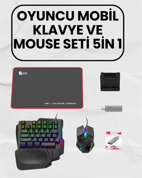Bluetooth 5.3 Bağlantılı Mobil Oyun Dönüştürücü Set – Klavye + Mouse + Adaptör ürün görseli 1