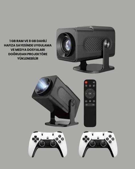 450 ANSI Lümen, 4K Destekli Kompakt Ev Projektörü - Resim 3