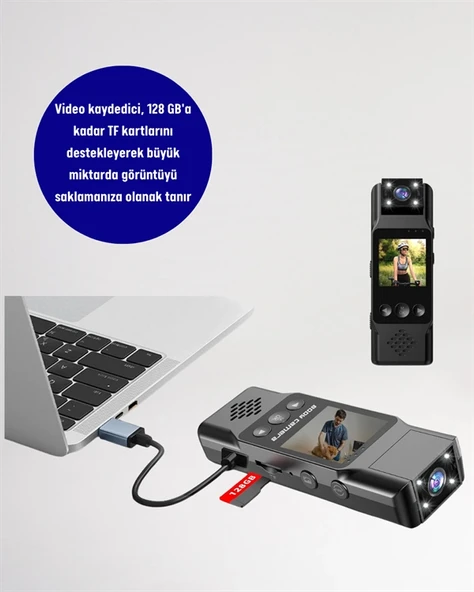 WiFi Destekli Mini Kamera – 180° Dönebilen Lens, 1080P Video, TFT Ekranlı - Resim 5