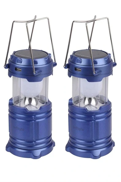 Kamp Lambası Solar Şarjlı Kızaklı Kamp Feneri Led Lamba Işıldak - Resim 4