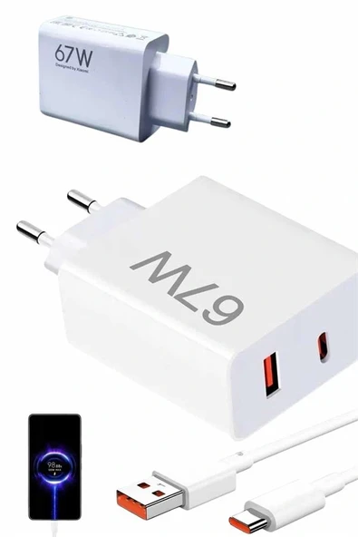 Hızlı Şarj Aleti Adaptörü Kablo Seti 67W Uzun Ömürlü Beyaz ürün görseli