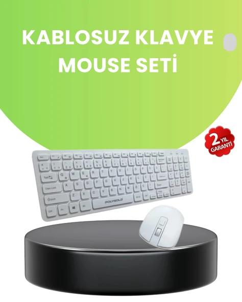 Ergonomik Kablosuz Klavye Mouse Takımı - Tam Boy, Sessiz ve Güvenilir ürün görseli 1