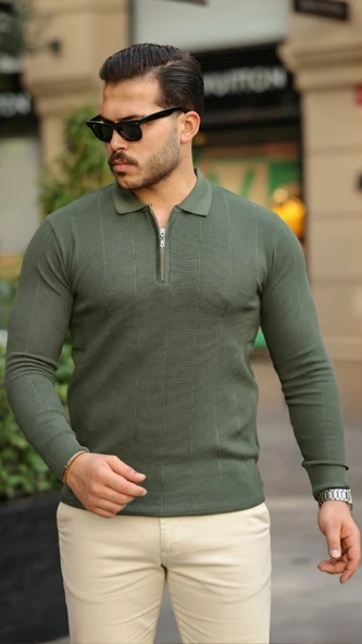 Erkek Pirinç Desenli Uzun Kollu Yakalı Triko ürün görseli