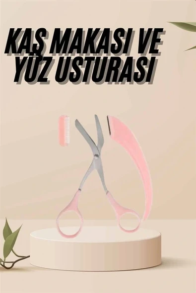 Kavisli Kaş Kirpik Düzeltici Bıyık Alma Taraklı Kaş Makası Yüz Bakım Seti Makas - Resim 2