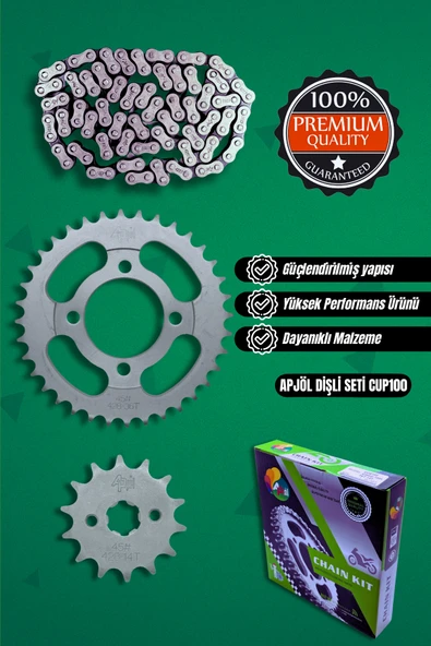 Lifan Apjöl A KALİTE Cup 100 Zincir + Ön Dişli + Arka Dişli Set ürün görseli