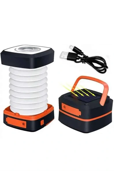 Kamp Lambası Katlanabilir Lamba Solar Şarjlı Led Lamba El Fenerli - Resim 5