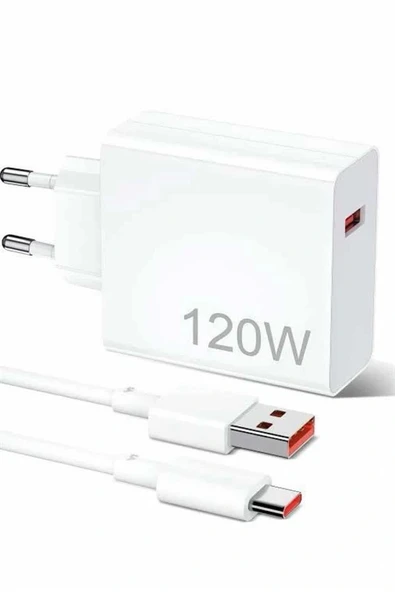 120W Şarj Aleti Hızlı Çift Turbo Şarj Aleti Seti Beyaz ürün görseli