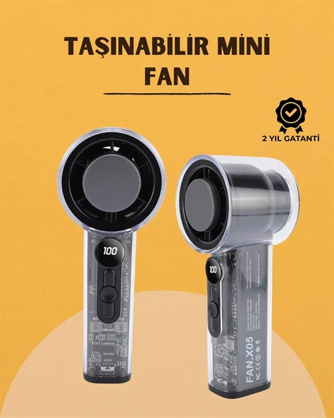Yüksek Verimli Soğutmalı El Fanı | 100 Seviye Hız Kontrolü | 6 Saat Pil Ömrü ürün görseli 1
