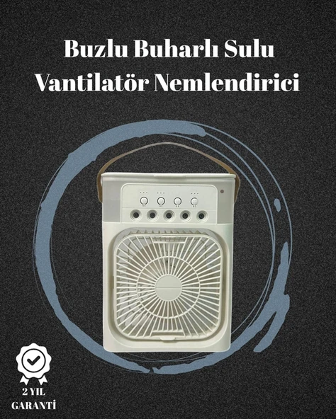 USB Bağlantılı 3'ü 1 Arada Nemlendirici Mini Klima Fan | 7 Renk Işıklı ürün görseli 1