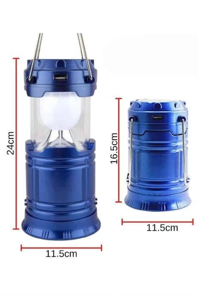 Kamp Lambası Solar Şarjlı Kızaklı Kamp Feneri Led Lamba Işıldak - Resim 3