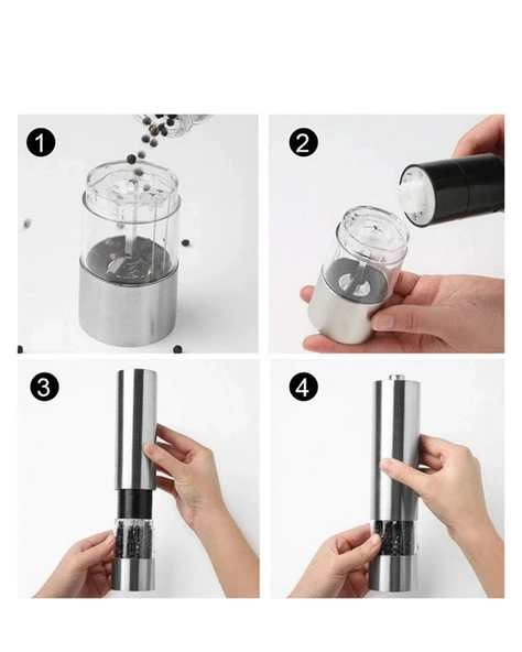 Pil İle Çalışan Elektrikli Baharat Öğütme Cihazı Ergonomik Şeffaf Gövde - Resim 5