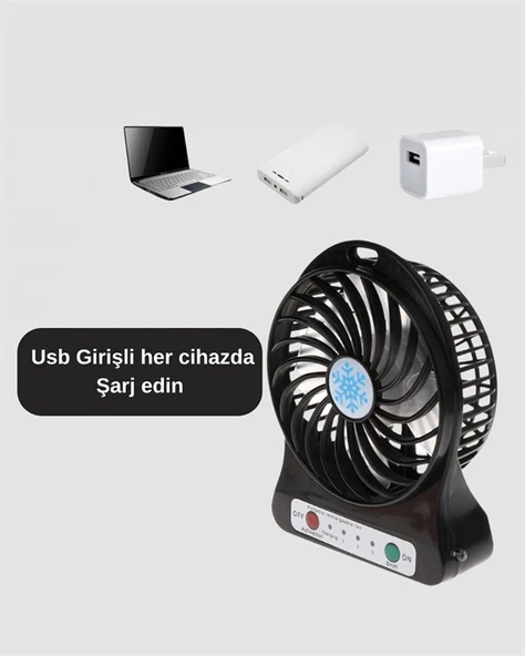 Mini USB Fan – Şarj Edilebilir, Işıklı, 3 Kademe, Taşınabilir Masaüstü Vantilatör ürün görseli 1