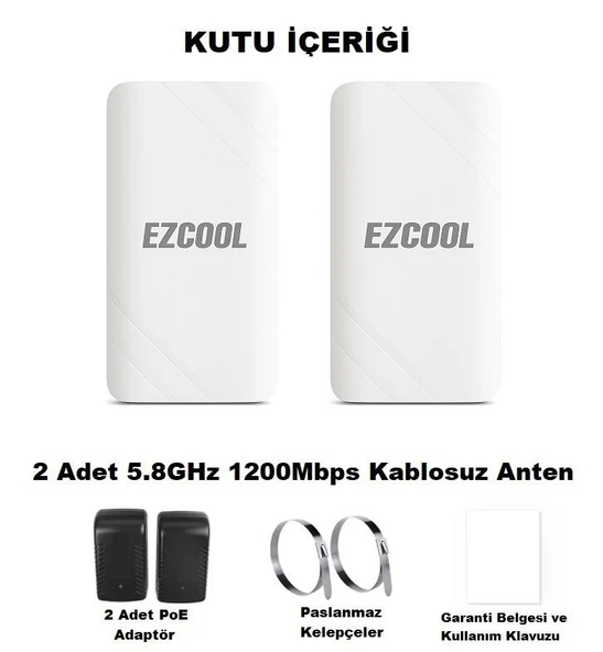 EZCOOL EZ-W580AN DIŞ ORTAM (5.8GHz 1200Mbps 1KM) ACCESS POİNT - Resim 2