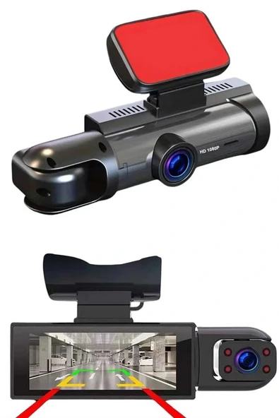 Araç Kamerası Black Box Çift Kameralı Ekranlı Full HD Sürüş Kamerası - Resim 4