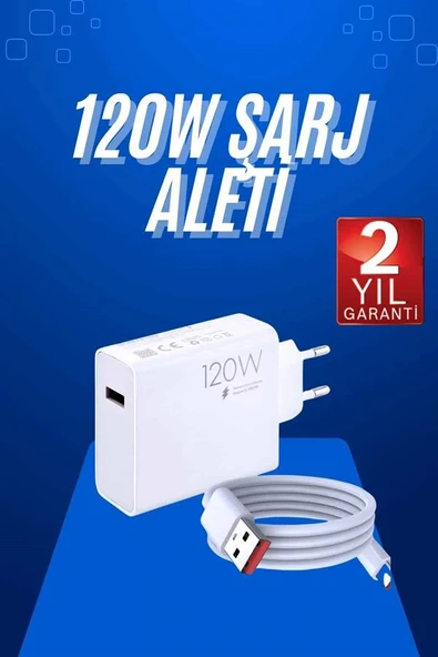 120 Watt Turbo Hızlı Şarj Aleti Seti Hızlı Şarj Adaptörü Beyaz - Resim 2