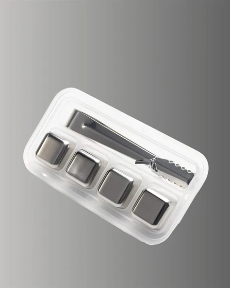 Çevre Dostu Metal Buz Küpü ve Kullanışlı Klips Seti - Resim 4