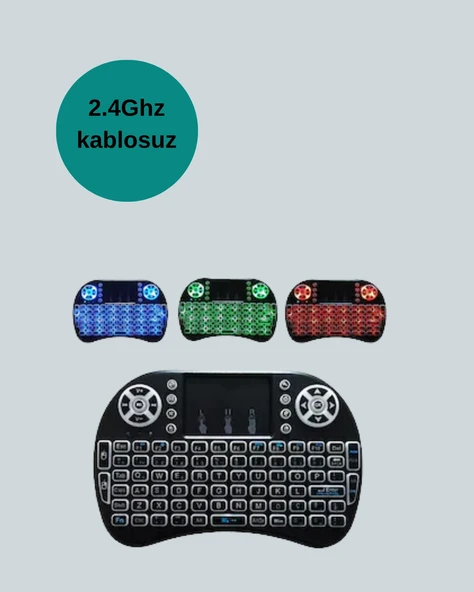 Işıklı Kablosuz Mini Klavye – 2.4 GHz, Dokunmatik Mouse Özellikli - Resim 4