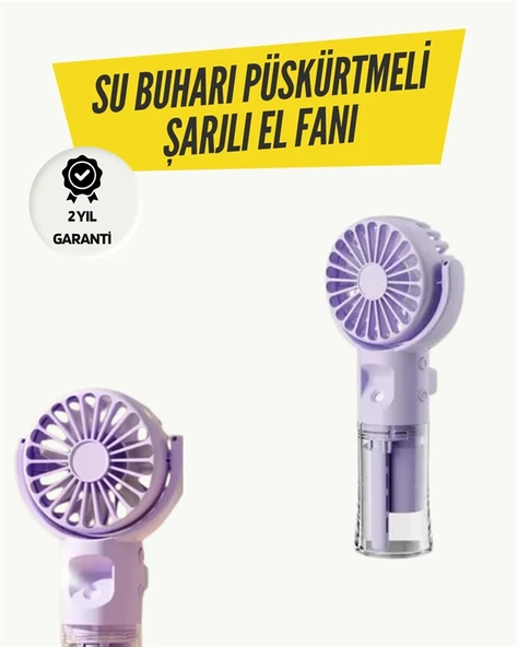 Mini Masaüstü ve El Tipi Buğu Fanı – Su Depolu, Şarj Edilebilir, Nemlendirici Özellikli ürün görseli 1