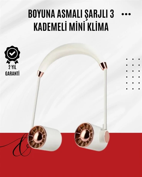 USB Şarjlı Katlanabilir Boyun Fanı | 3 Kademeli, Sessiz ve Taşınabilir Tasarım ürün görseli 1