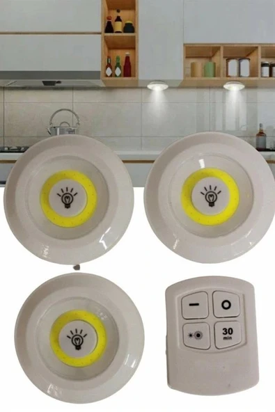 Kablosuz Pilli Işıldak  Masa Lambası Mutfak Tezgah Altı Banyo Dolabı Dolap İçi - Resim 4