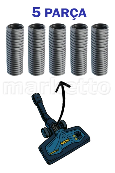 Philips Uyumlu XB 9125 / 9145 / 9155 / 9185 Süpürge Emici Başlık Ara Hortumu, 5 ADET ürün görseli