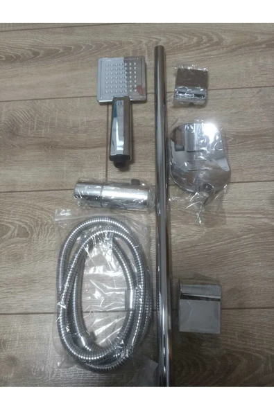 SÜRGÜLÜ DUŞ SETİ KARE KROM LÜKS - Resim 2