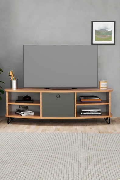 Tv Sehpası Tv Ünitesi Raflı 140 Cm Gzd Plus Beyaz - Resim 2