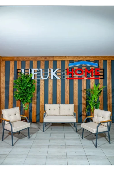 UFUK HOME Zeyd 211 Krem Fermuarlı Bahçe Balkon Takımı, Salon - Metal Kanepe Koltuk Takımı - Resim 2