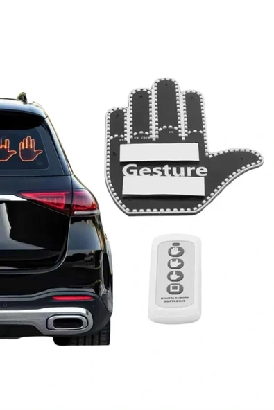El Orta Parmak Led Kumandalı Araç İçi Reflektör Arka Cam El Simgesi - Resim 4