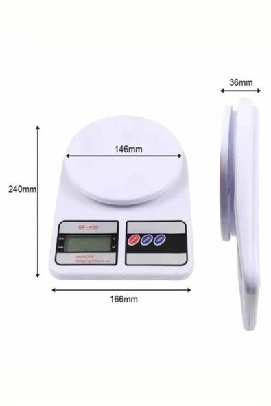 Mutfak Tartısı Dijital Göstergeli Hassas Tartı 10 Kg Kapasiteli - Resim 3