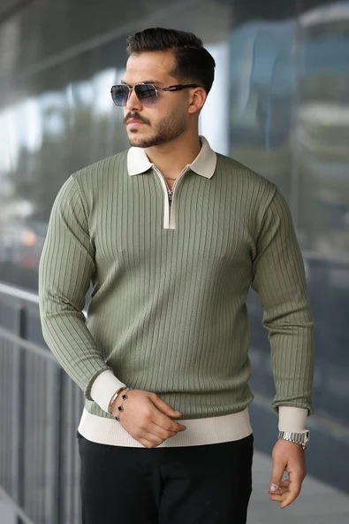 Erkek Kol Ve Yaka Detaylı Uzun Kollu Triko ürün görseli