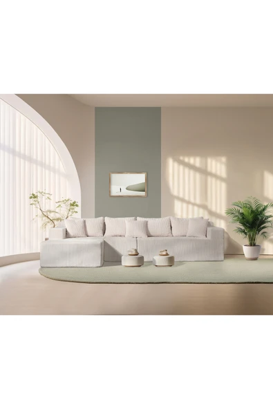 UFUK HOME Comfort Köşem -Sade Ferah Şık Konforlu Sünger Köşe Koltuk Takımı Beyaz ürün görseli