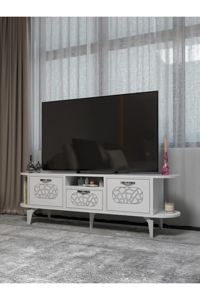 Tv Sehpası Tv Ünitesi Raflı 140 Cm Gzd Plus Atlantik Çam ürün görseli